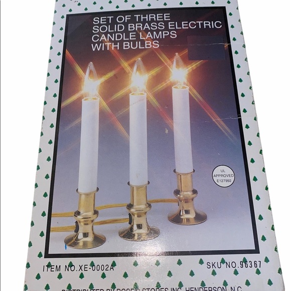 Solid brass electric candle lamps; vintage - Picture 3 of 3